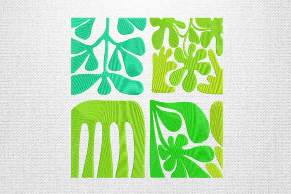 Abstract Green Floral Embroidery Design