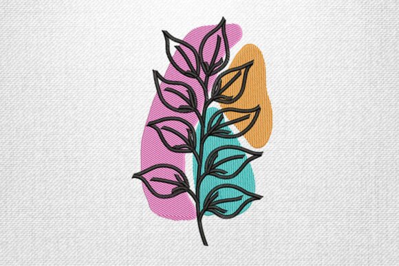 Abstract Leaf Embroidery Design