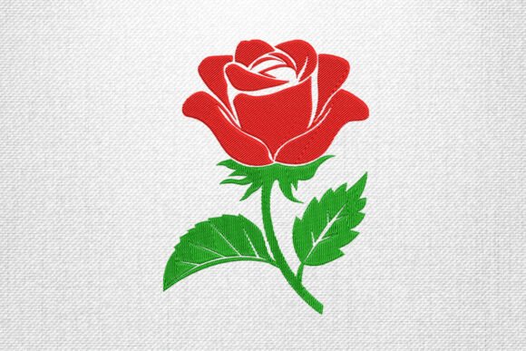 Blooming Red Rose Embroidery Design
