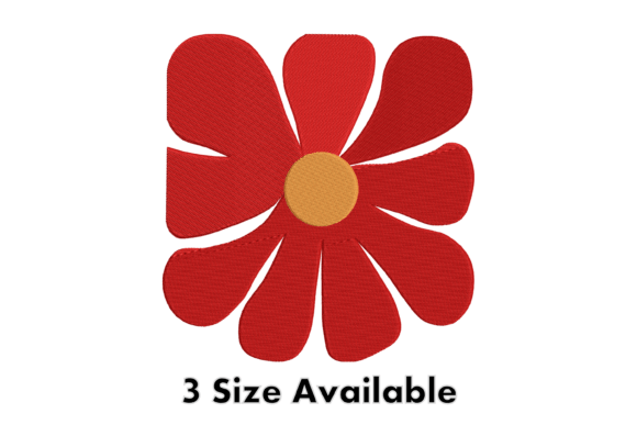 Bold Red Flower Embroidery Design