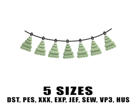 Christmas Tree Garland Embroidery Design