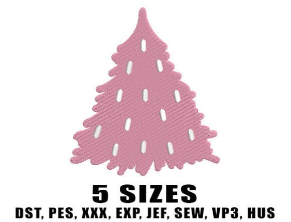 Cute Pink Tree Embroidery Design