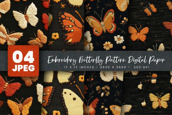 Embroidery Butterfly Pattern Digital