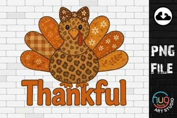 Faux Embroidery Turkey Thanksgiving PNG