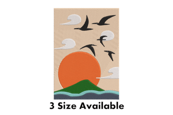 Flying Birds Sunset Embroidery File