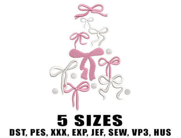 Girly Christmas Bow Embroidery Design