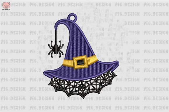 Halloween Spider Witch Hat Embroidery