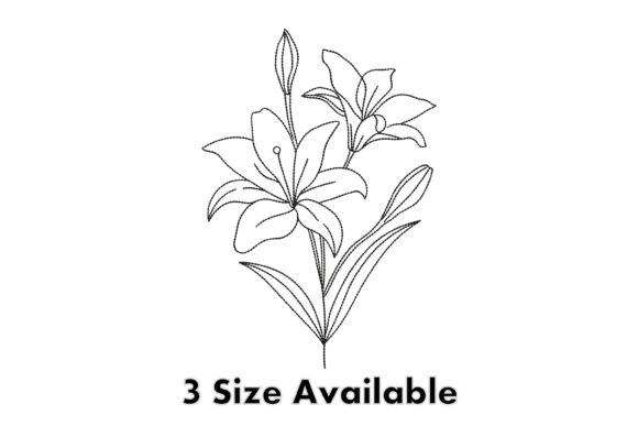 Lily Flower Outline Embroidery File