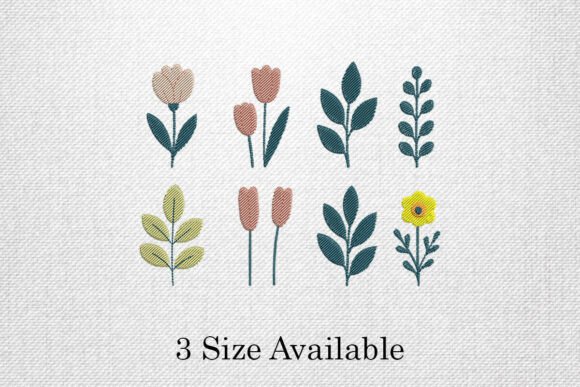 Modern Floral Leaves Embroidery Set
