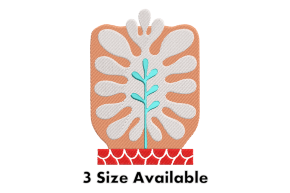 Modern Leaf Pot Embroidery Design