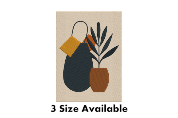 Modern Vase Plant Embroidery Art