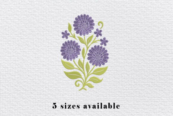 Purple Floral Embroidery Design
