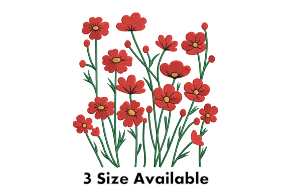 Red Wildflower Embroidery Design