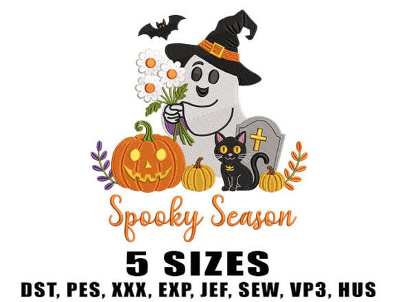 Spooky Witch Ghost Embroidery Design