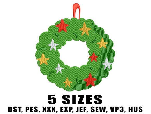 Star Wreath Embroidery Design
