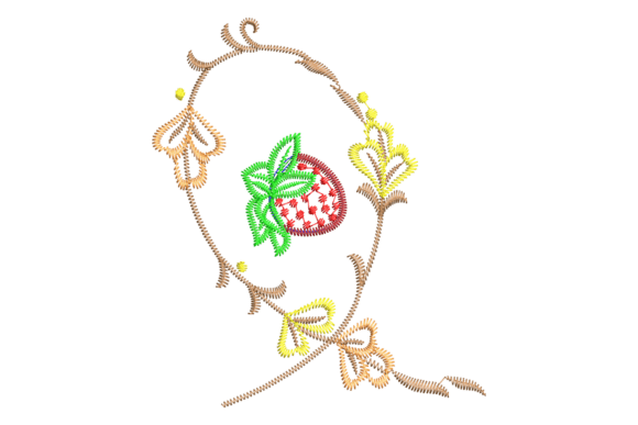 Strawberry Floral Frame Embroidery