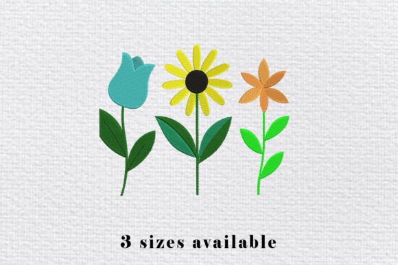 Three Flowers Embroidery Design